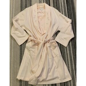 Miss Elaine Women's 2 pce  Pink Floral  Embroidered Wrap Robe and gown L